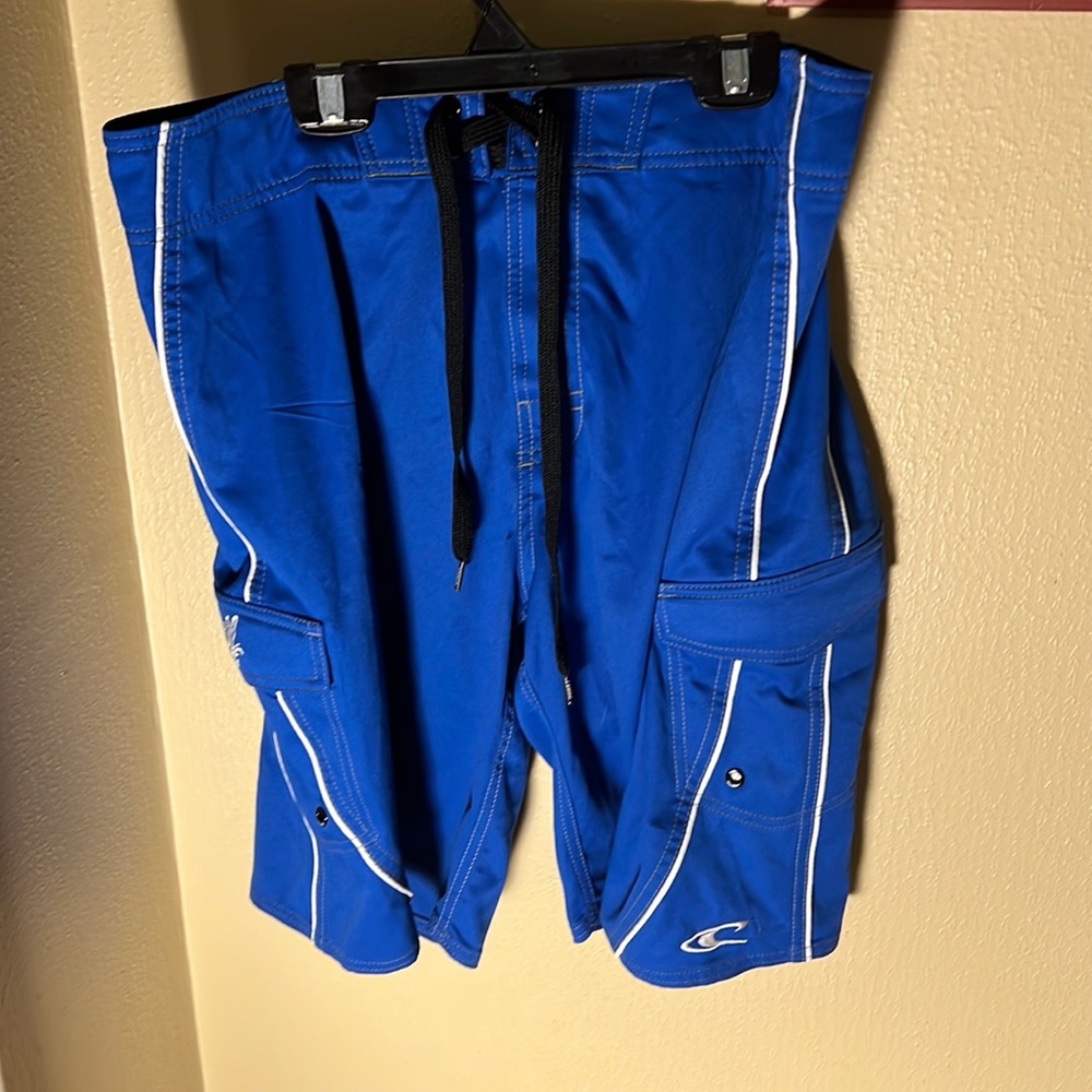 O’Neill Mens Solid Boardshorts Color Blue Size Waist 32” Outseam 20”
